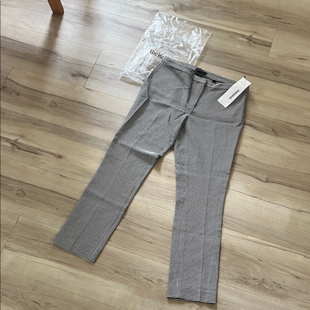 Theory Black and White Patterned Straight Leg Pants